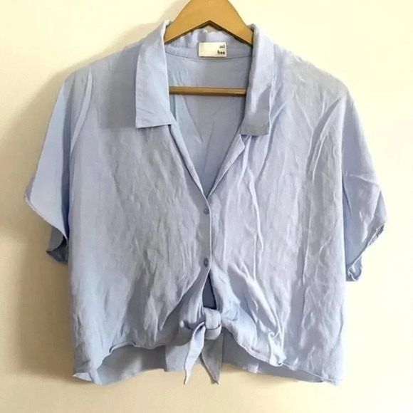 Wilfred Free Blue Crop Front Tie Top - Picture 2 of 10